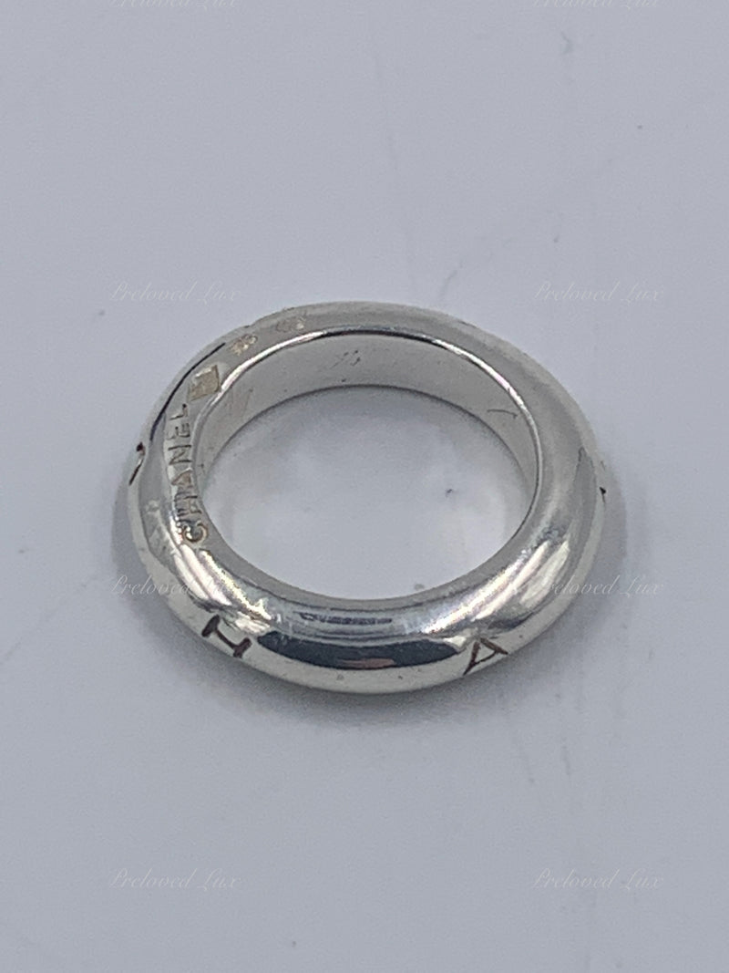 Sold-CHANEL 925 Silver Logo Ring Size 5 1/2