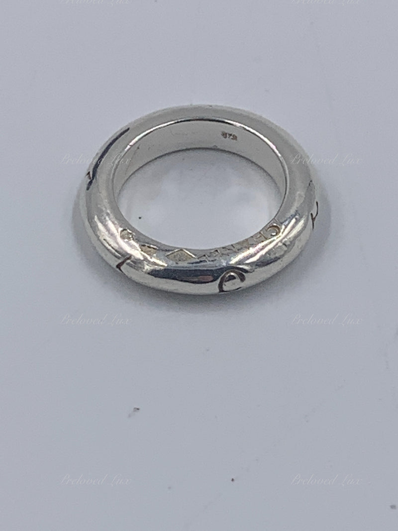 Sold-CHANEL 925 Silver Logo Ring Size 5 1/2