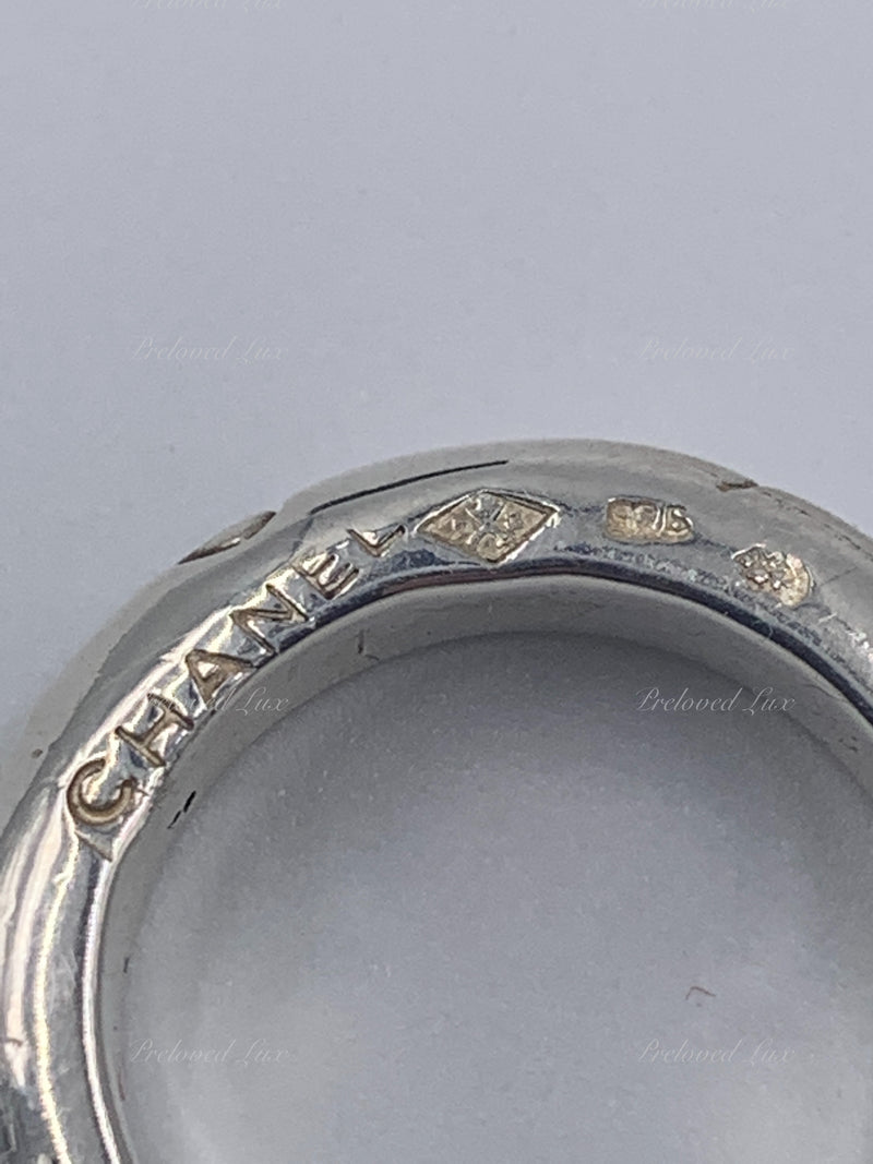 Sold-CHANEL 925 Silver Logo Ring Size 5 1/2