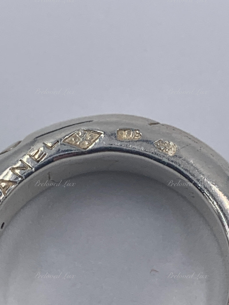 Sold-CHANEL 925 Silver Logo Ring Size 5 1/2