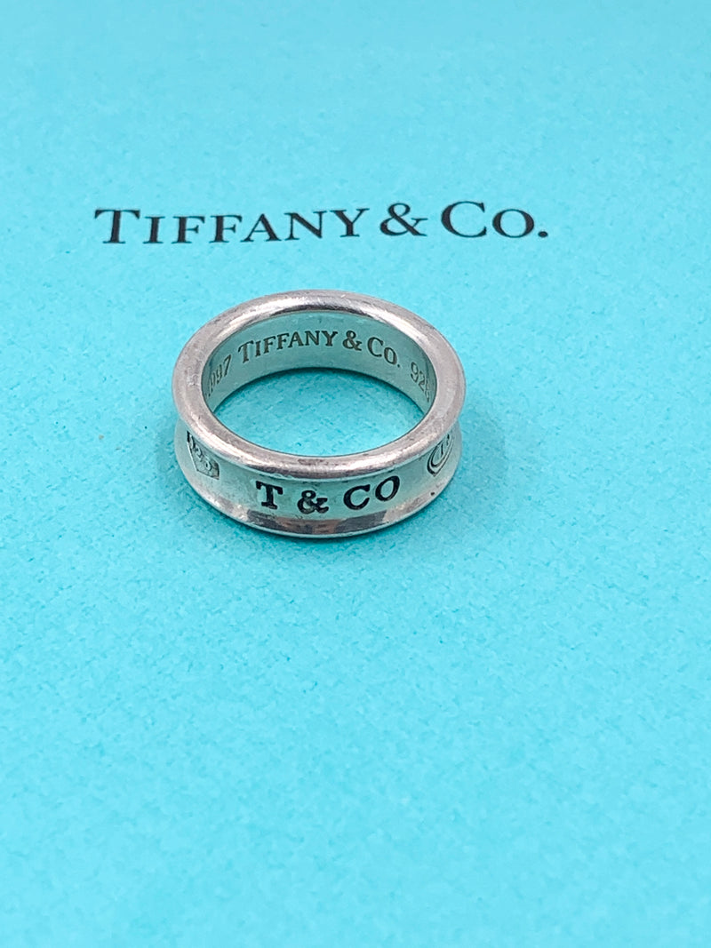 Sold-Tiffany 
Co 925 Silver 1837 Medium Ring Size 6 1/4 (6.25)