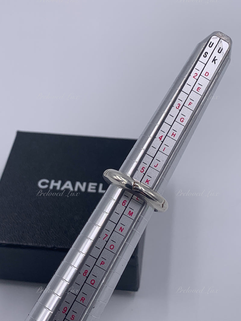 Sold-CHANEL 925 Silver Logo Ring Size 5 1/2