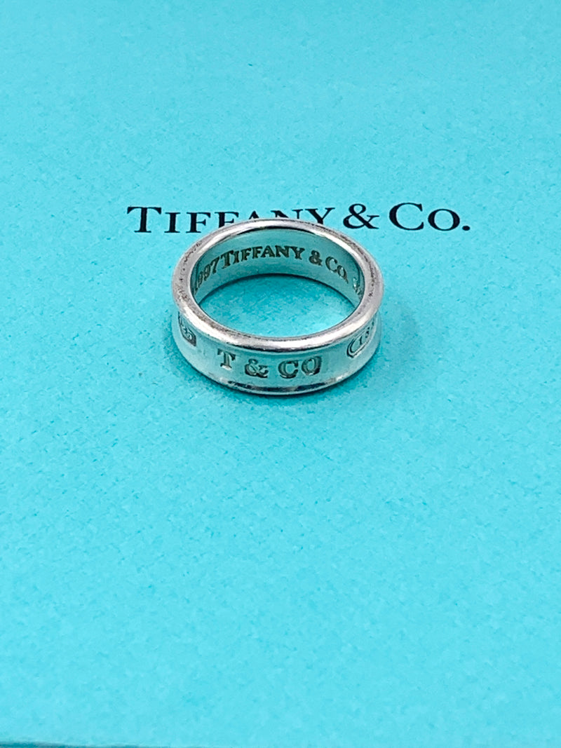 Sold-Tiffany 
Co 925 Silver 1837 Medium Ring Size 7 1/4 (7.25)