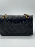 Sold-CHANEL Classic Lambskin Double Chain Double Small Flap Bag black/gold (2)