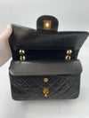 Sold-CHANEL Classic Lambskin Double Chain Double Small Flap Bag black/gold (2)