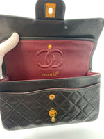 Sold-CHANEL Classic Lambskin Double Chain Double Small Flap Bag black/gold (2)