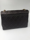 Sold-CHANEL CC Lambskin Single Flap Large Size Bag Dark Brown/matte gold hardware