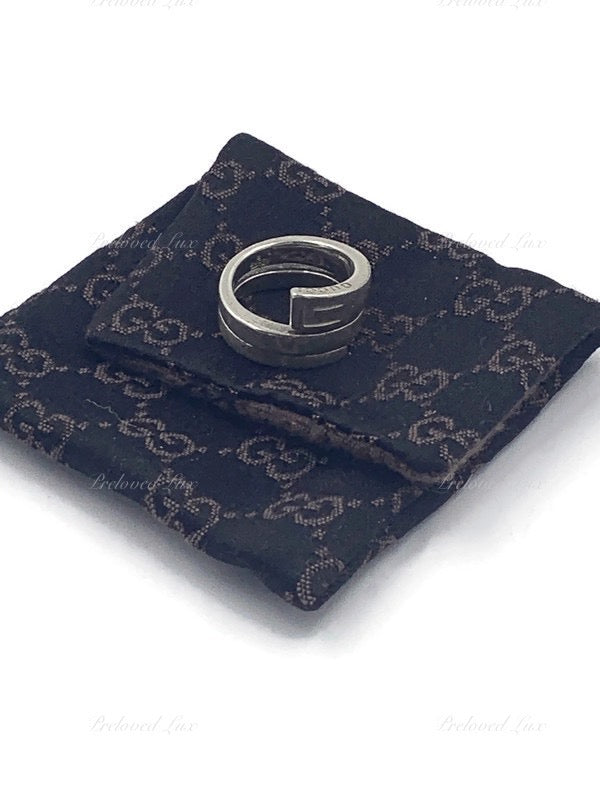 Gucci 925 Silver Logo Ring Size 5 1/4