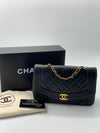 Sold-CHANEL Lambskin Small Diana Single Chain Single Flap Bag Black/gold