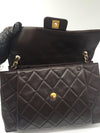 Sold-CHANEL CC Lambskin Single Flap Large Size Bag Dark Brown/matte gold hardware