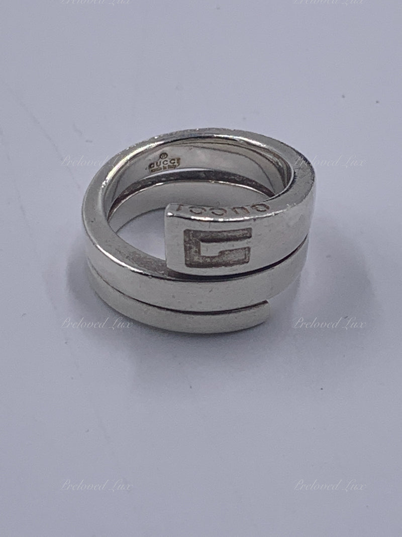 Gucci 925 Silver Logo Ring Size 5 1/4