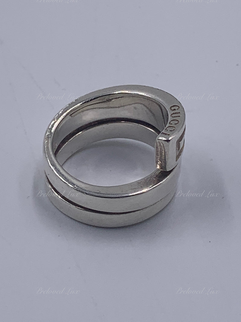 Gucci 925 Silver Logo Ring Size 5 1/4