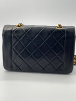 Sold-CHANEL Lambskin Small Diana Single Chain Single Flap Bag Black/gold