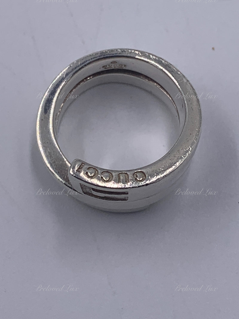 Gucci 925 Silver Logo Ring Size 5 1/4