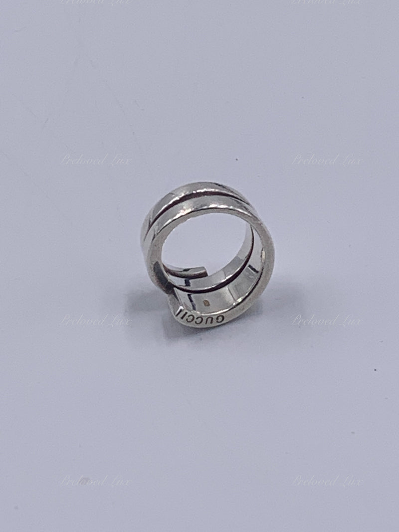 Gucci 925 Silver Logo Ring Size 5 1/4