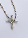 Sold-Tiffany 
Co 925 Silver Elsa Peretti Medium Size Infinity Cross Pendant Necklace