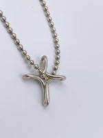 Sold-Tiffany 
Co 925 Silver Elsa Peretti Medium Size Infinity Cross Pendant Necklace