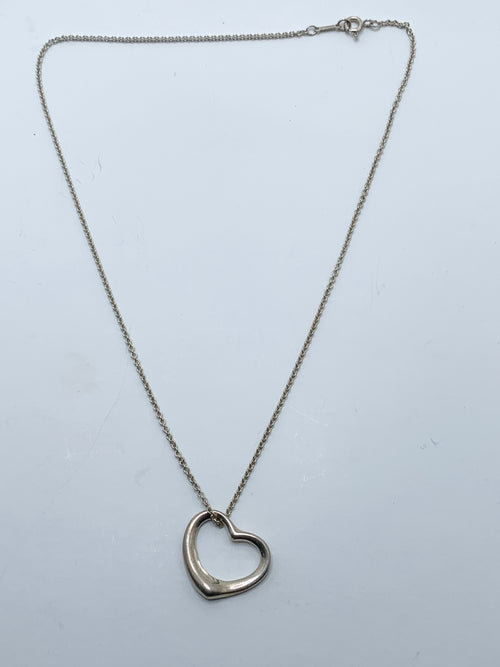 Tiffany 
Co 925 Silver Large (22mm) Open Heart Necklace