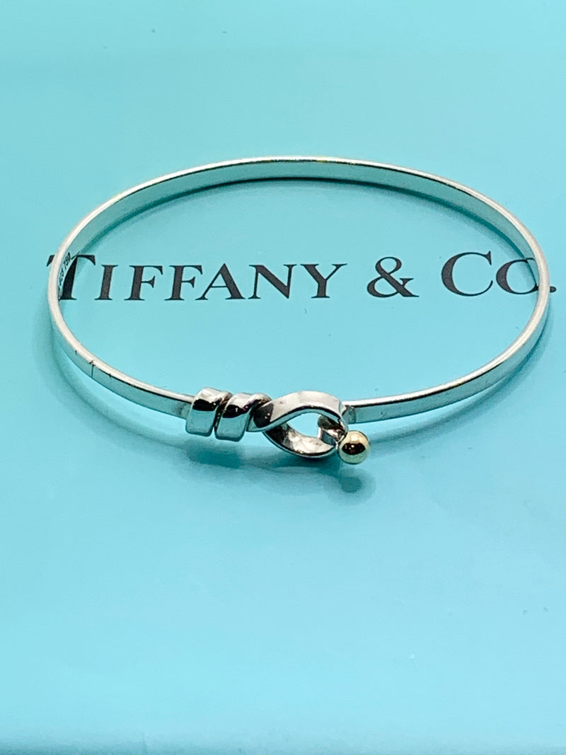 Tiffany 
Co Silver 925 Silver Knot Bangle with 18K Gold Ball Bangle