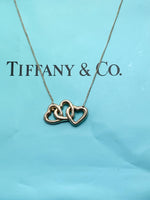 Tiffany 
Co Silver 925 Triple Open Hearts Necklace