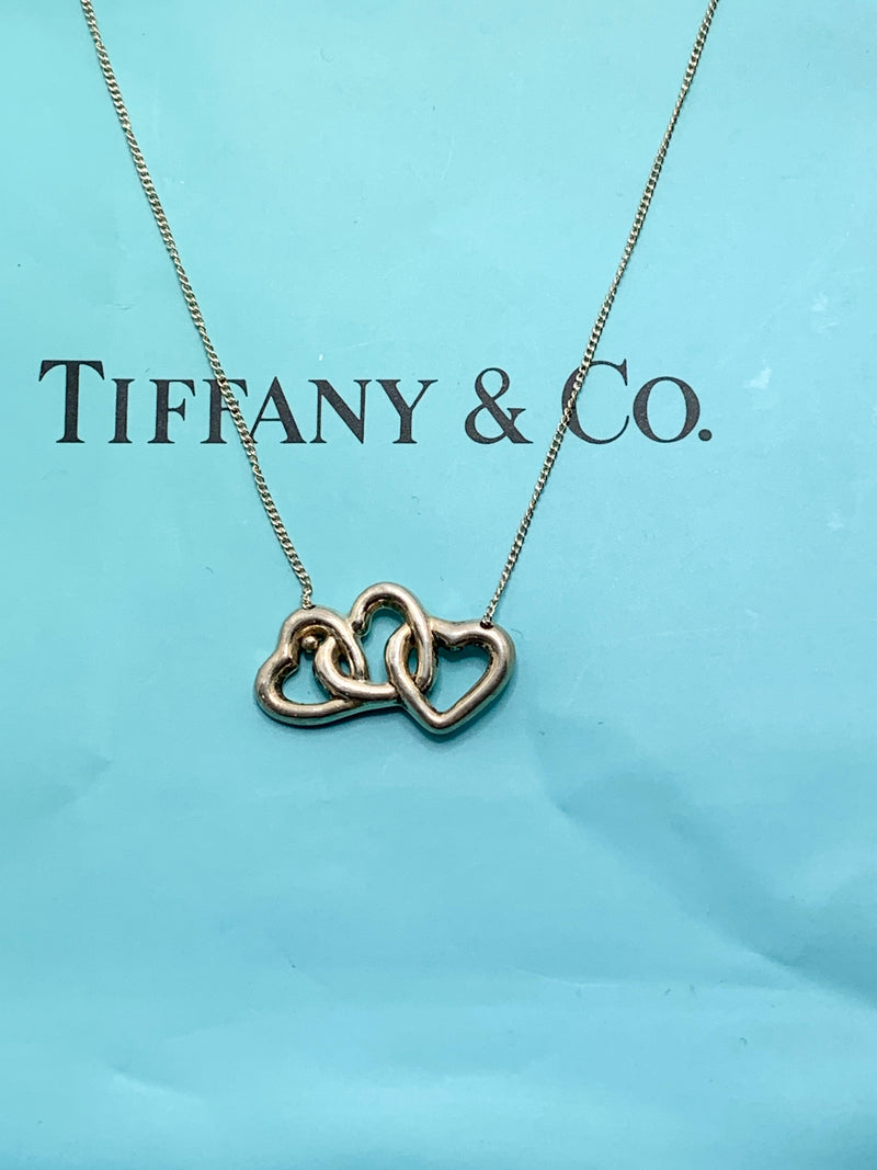 Tiffany 
Co Silver 925 Triple Open Hearts Necklace