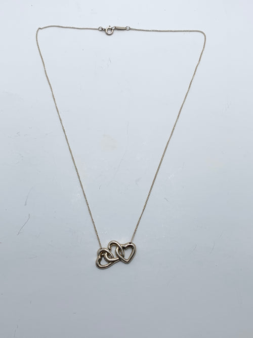 Tiffany 
Co Silver 925 Triple Open Hearts Necklace