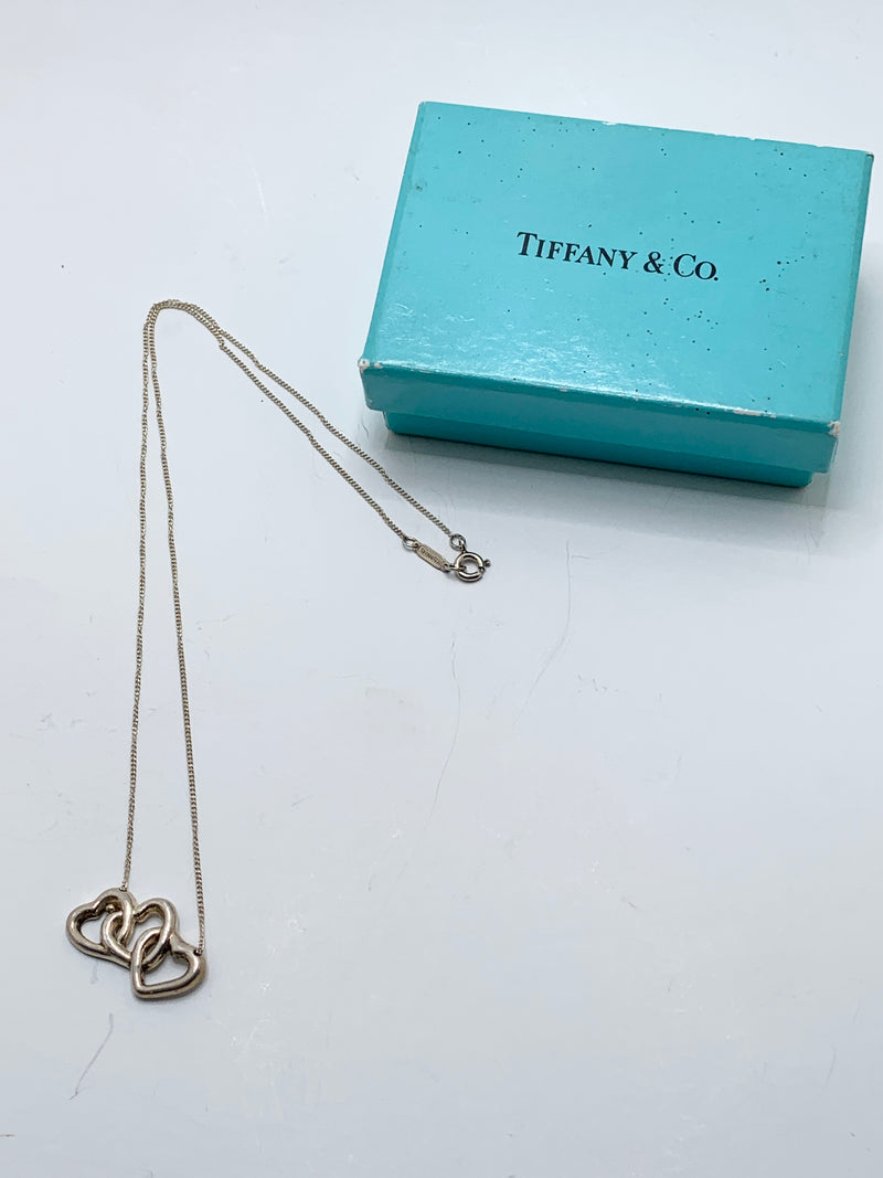 Tiffany 
Co Silver 925 Triple Open Hearts Necklace