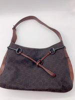 Sold-GUCCI GG Black/Brown Shoulder Bag