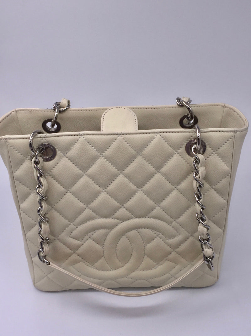 CHANEL Caviar Quilted Petite Shopping Tote Ivory PST vintage canada