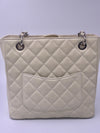 CHANEL Caviar Quilted Petite Shopping Tote Ivory PST