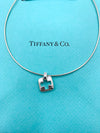 Tiffany 
Co 925 Silver Cross Pendant Wire Necklace