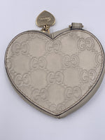 GUCCI GG Logo Monogram Greyish Beige Heart Coin Case