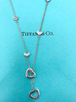 Sold-Tiffany 
Co 925 Silver Multiple Heart Lariat Necklace