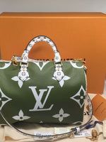 Sold-LOUIS VUITTON Giant Monogram Speedy Bandouliere Khaki Green/white/beige/cream beige