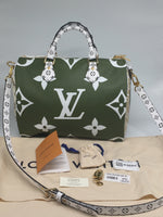 Sold-LOUIS VUITTON Giant Monogram Speedy Bandouliere Khaki Green/white/beige/cream beige