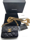 Sold-CHANEL Black Caviar Mini Clutch Crossbody Flap Gold Hardware