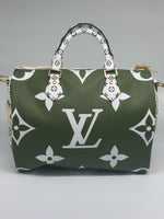 Sold-LOUIS VUITTON Giant Monogram Speedy Bandouliere Khaki Green/white/beige/cream beige