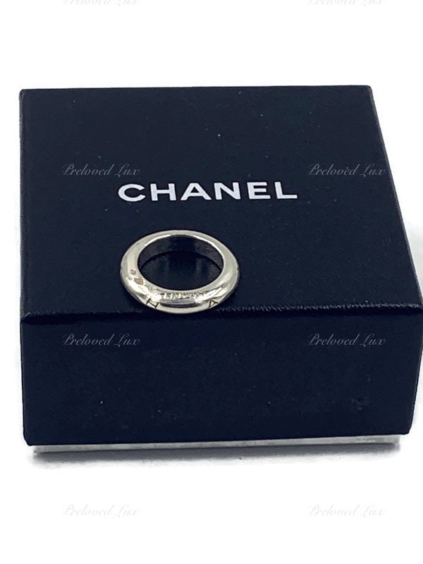 Sold-CHANEL 925 Silver Logo Ring Size 6 1/4