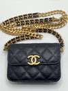 Sold-CHANEL Black Caviar Mini Clutch Crossbody Flap Gold Hardware