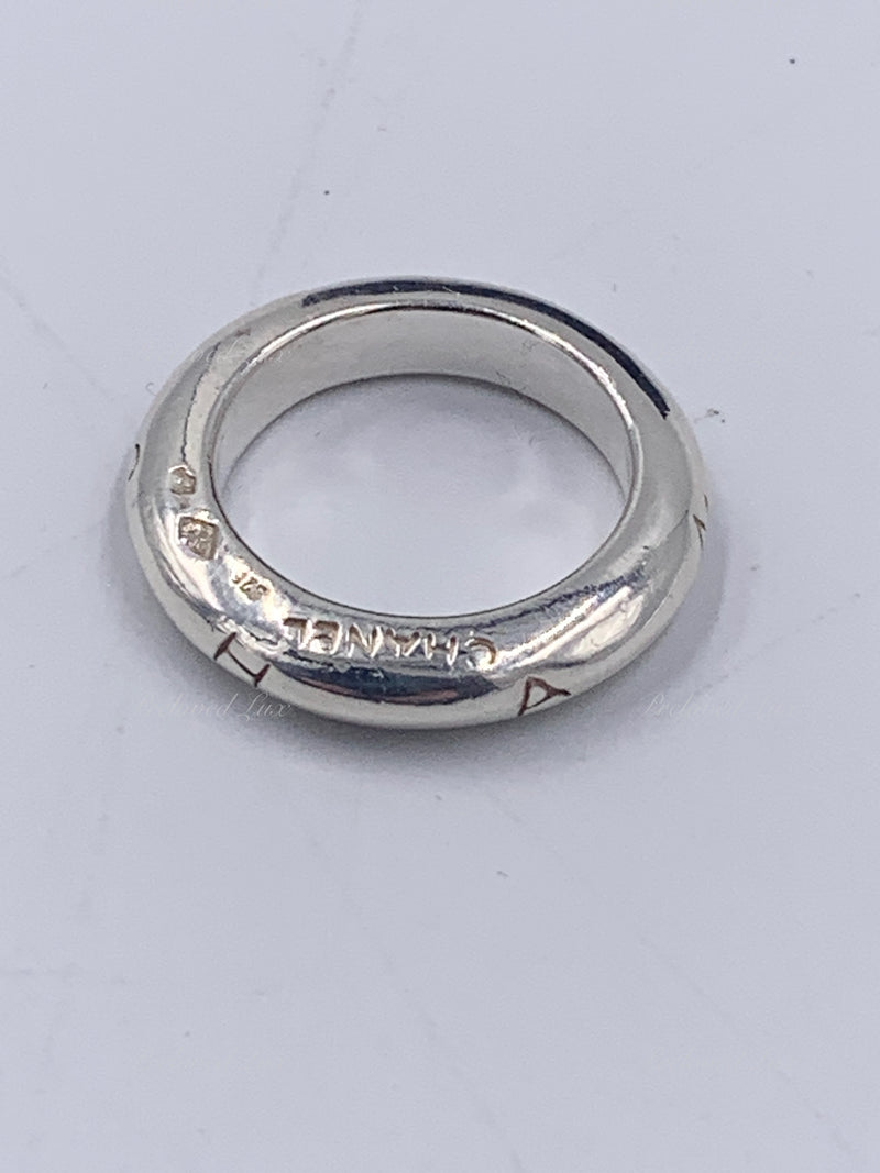 Sold-CHANEL 925 Silver Logo Ring Size 6 1/4