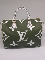 Sold-LOUIS VUITTON Giant Monogram Speedy Bandouliere Khaki Green/white/beige/cream beige