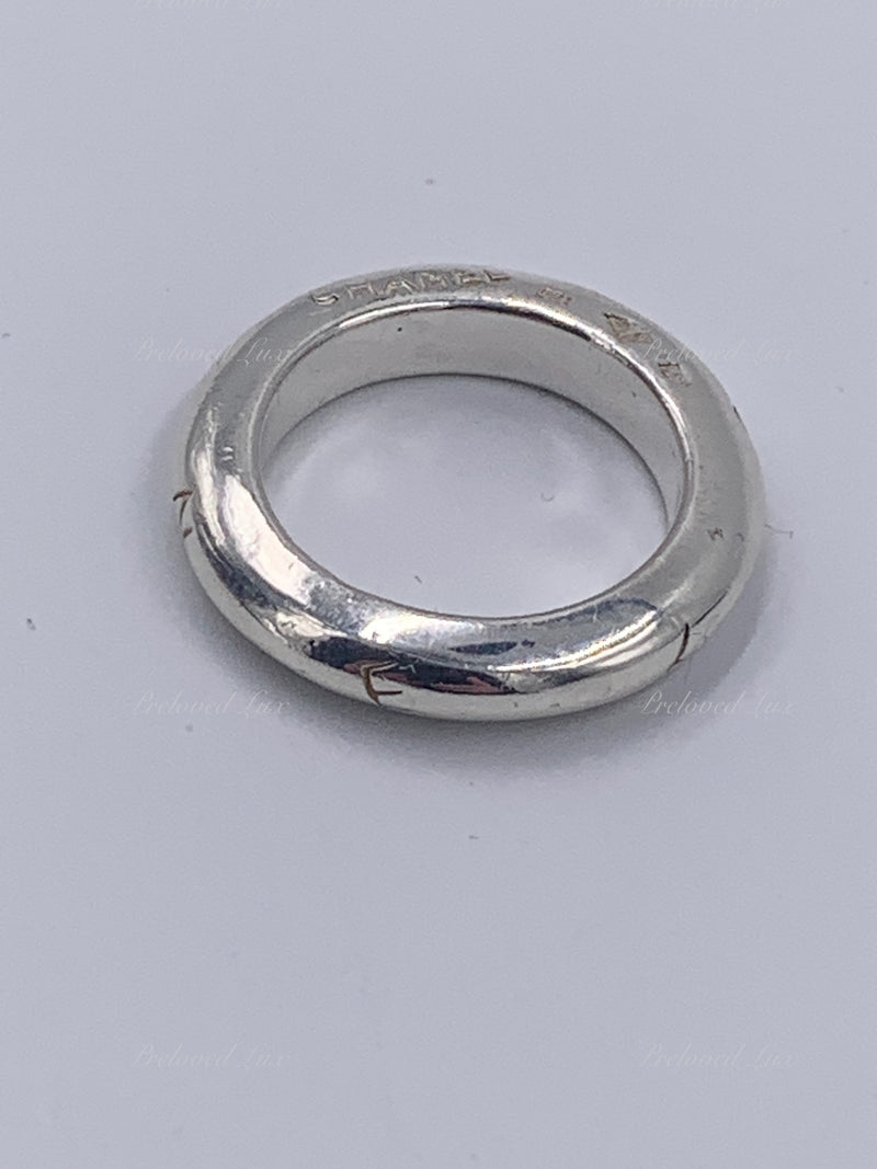 Sold-CHANEL 925 Silver Logo Ring Size 6 1/4