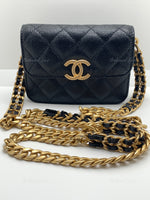 Sold-CHANEL Black Caviar Mini Clutch Crossbody Flap Gold Hardware