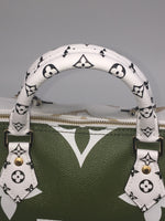 Sold-LOUIS VUITTON Giant Monogram Speedy Bandouliere Khaki Green/white/beige/cream beige