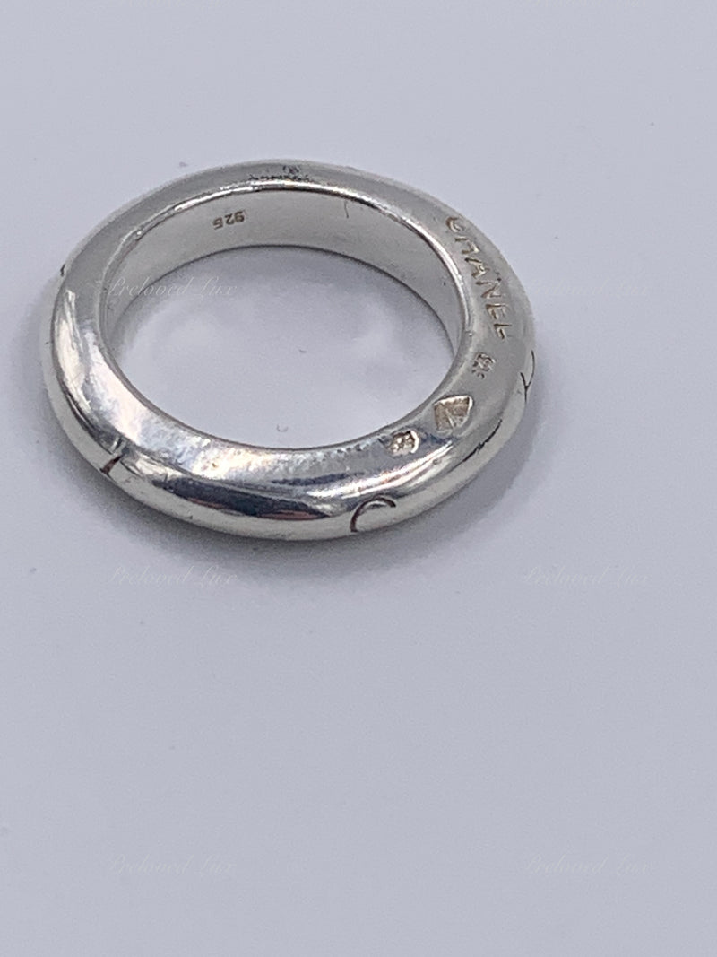 Sold-CHANEL 925 Silver Logo Ring Size 6 1/4