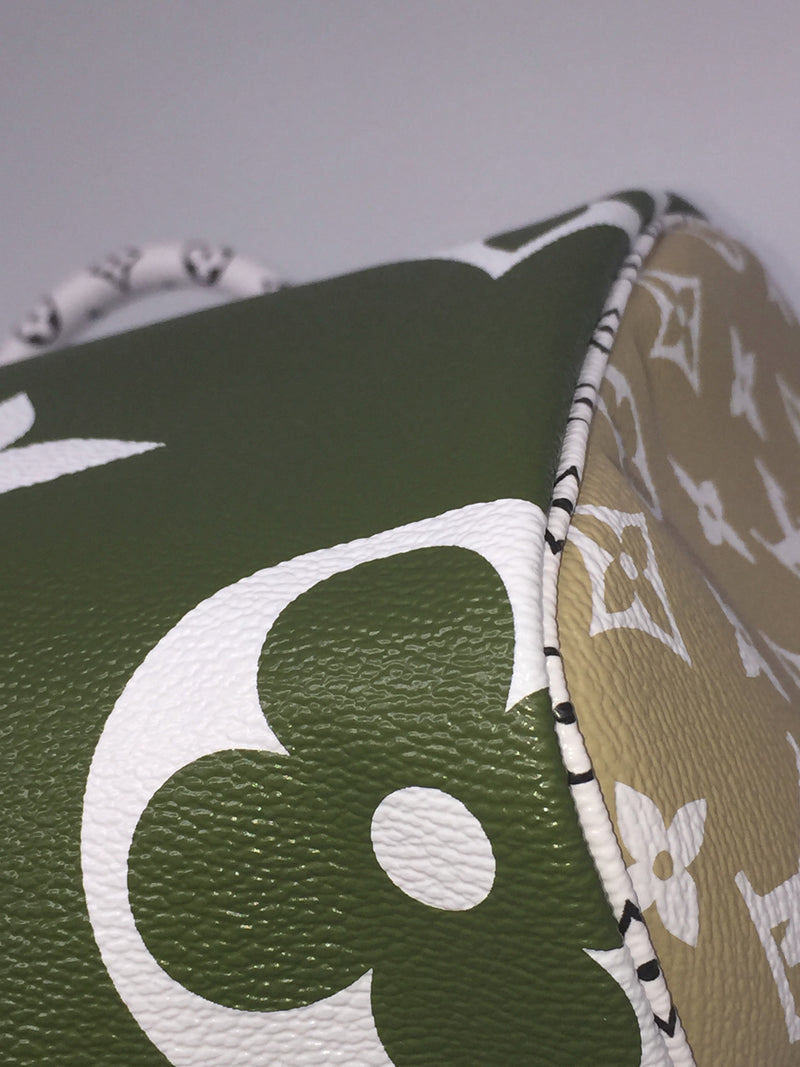 Sold-LOUIS VUITTON Giant Monogram Speedy Bandouliere Khaki Green/white/beige/cream beige