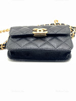 Sold-CHANEL Black Caviar Mini Clutch Crossbody Flap Gold Hardware