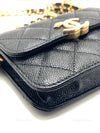 Sold-CHANEL Black Caviar Mini Clutch Crossbody Flap Gold Hardware