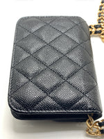 Sold-CHANEL Black Caviar Mini Clutch Crossbody Flap Gold Hardware