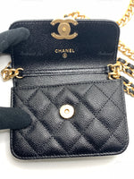 Sold-CHANEL Black Caviar Mini Clutch Crossbody Flap Gold Hardware